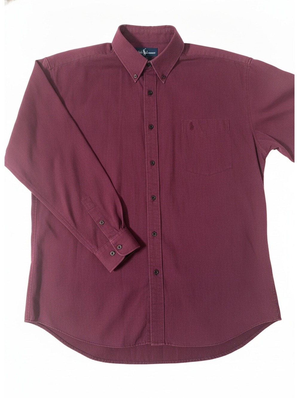 Vintage Ralph Lauren Men’s Button Up Shirt Maroon XXL